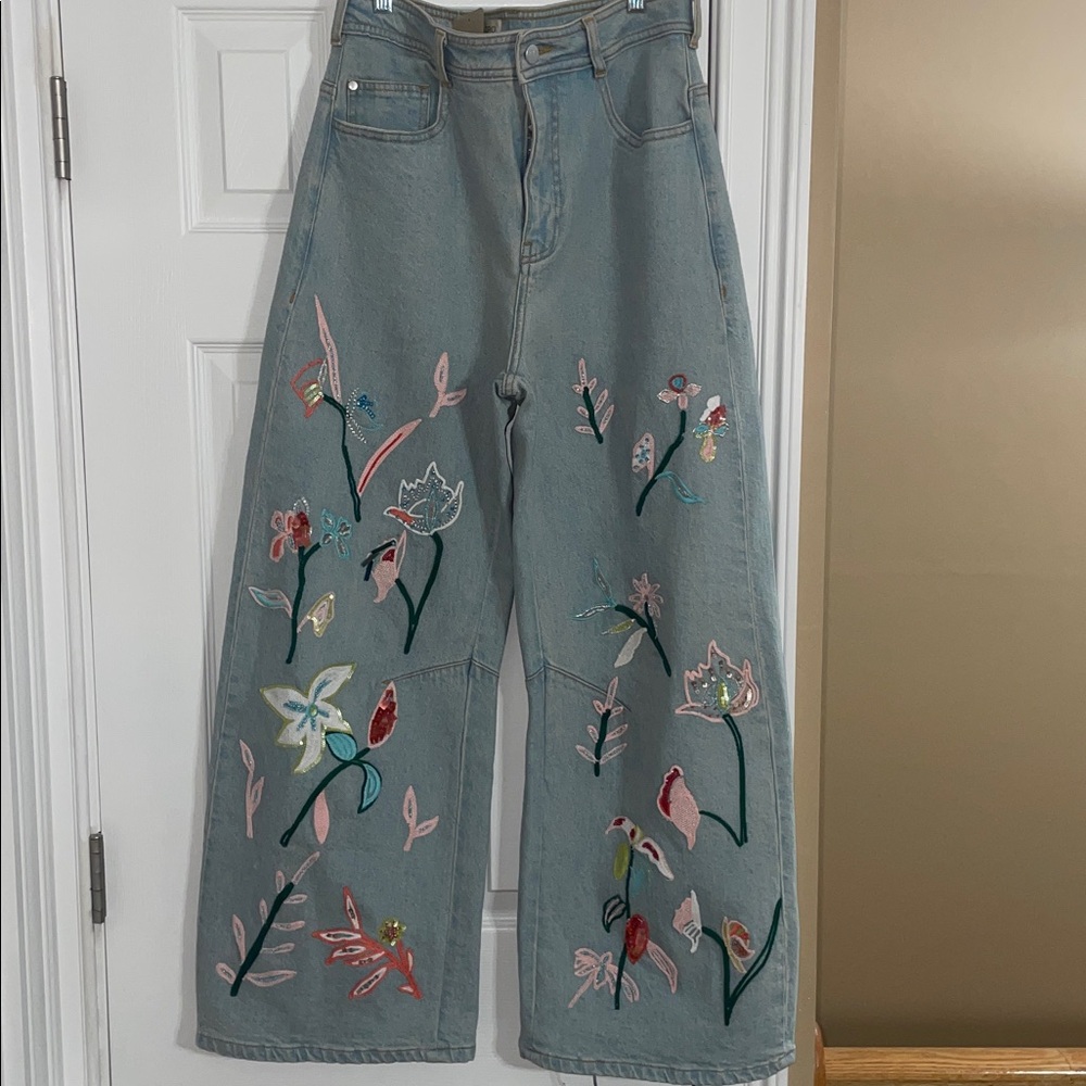 Pilcro Embroidered Bowed Slouch High-Rise Jeans - Picture 7 of 8